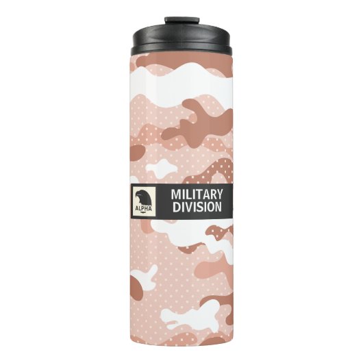 Zachte Perzik Camouflagepatroon Thermosbeker (Voorkant)