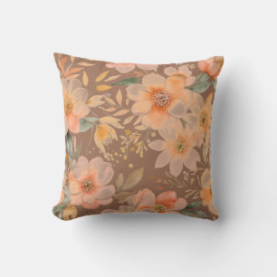 Zachte perzik en groen bloemig Sierkussen