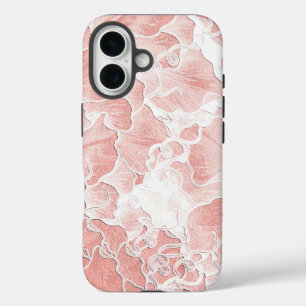 Zachte perzik en roze bloem telefoonhoes iPhone 16 hoesje