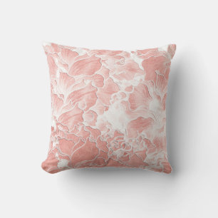 Zachte perzik en roze bloemmotief kussen