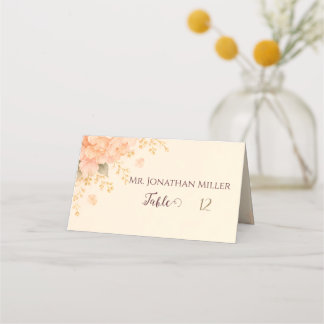 Zachte Perzik & Gouden Hortensia Bloemen Gevouwen