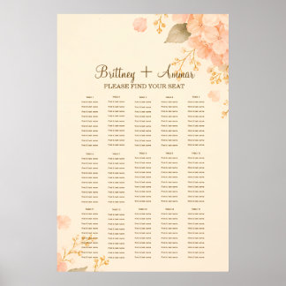Zachte Perzik & Gouden Hortensia Bloemstuk Bruilof Poster