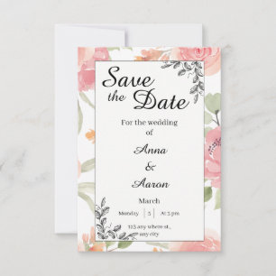 Zachte Perzik Lente Tuin Bruiloft Save the Date