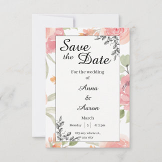 Zachte Perzik Lente Tuin Bruiloft Save the Date