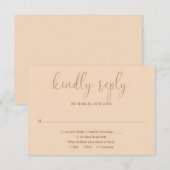 Zachte Perzik Moderne Chic Elegante Script Bruilof RSVP Kaartje (Voorkant / Achterkant)