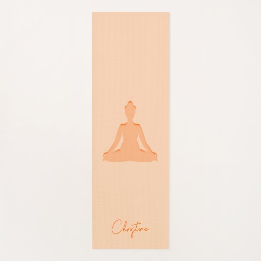 Zachte perzik yoga pose met aangepaste naam yogamat (Voorkant)