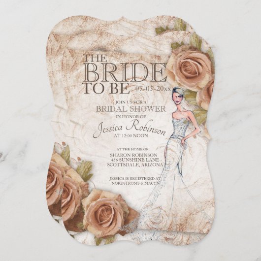 Zachte Perzikkleurige Rozen Vrijgezellenfeest Kaart (Voorkant / Achterkant)