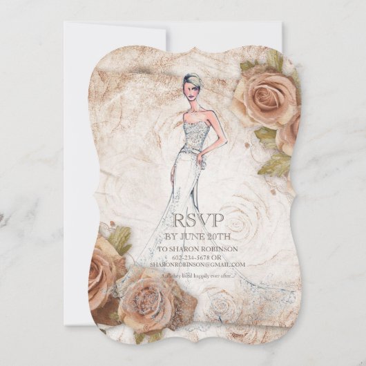 Zachte Perzikkleurige Rozen Vrijgezellenfeest Kaart (Achterkant)