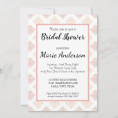 Zachte Perzikroze Damast Bruiloftsontvangst Kaart (Voorkant)