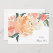 Zachte Perzische Floral Monogram Weddenschap Bedan Briefkaart (Voorkant / Achterkant)