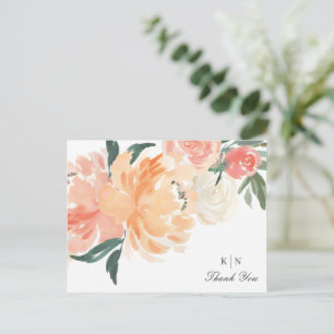 Zachte Perzische Floral Monogram Weddenschap Bedan Briefkaart