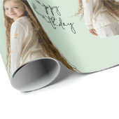 Zachte Pistache & Aangepaste Verjaardag tekst en f Cadeaupapier (Rol Hoek)