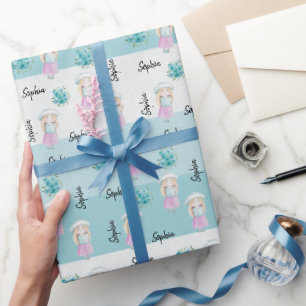 Zachte pop waterverf handgeschilderde monogram cadeaupapier