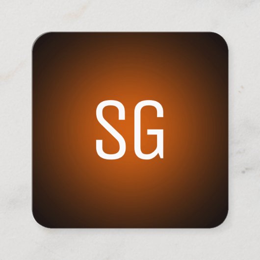Zachte pot - Initialen - Sinaasappel op zwart Vierkante Visitekaartje (Voorkant)