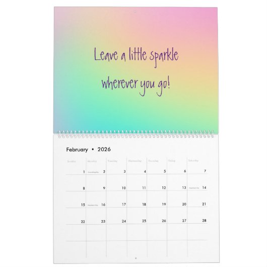 Zachte prismatische regenbooggradiënt Inspirerend  Kalender (Feb 2026)