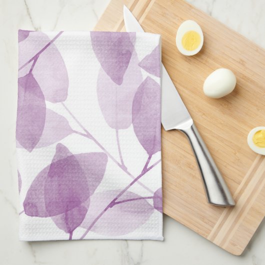 Zachte pruimen Waterverf bladeren Theedoek (Quarter Fold)