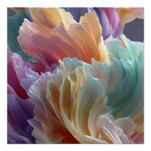 Zachte Regenboog Bloemengolven – Droomachtige Surr Perfect Poster