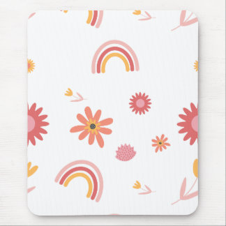 Zachte Regenboog & Bloemig Pastel Patroon Muismat