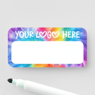 Zachte Regenboog Wervel Tie Dye Zakelijk Logo Naamplaatje