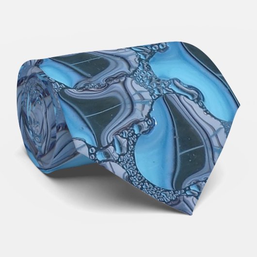 Zachte regendruppels op blauw glas stropdas (Opgerold)