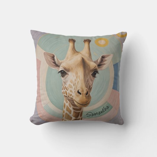 Zachte reus: Pastel Giraffe Kussen (Voorkant)