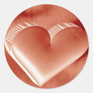 Zachte Rode Valentijnsdag 3d Hart Ronde Sticker
