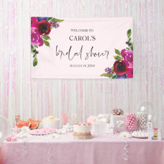 Zachte Roze Aquarel Bloemachtige Bruiloftsbanner Spandoek