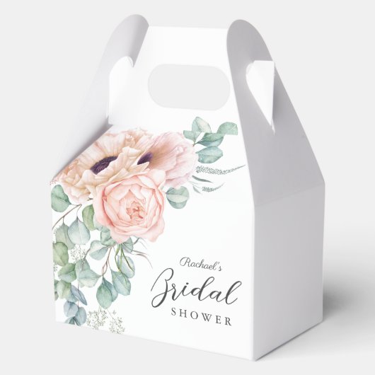 Zachte Roze Aquarel Bloemige Bruidsdouche Bedankdoosjes (Voorkant)