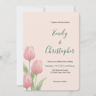 Zachte Roze Aquarel Tulp Lente Bloemstuk Kaart