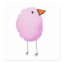 Zachte Roze Aquarel Vogelsticker