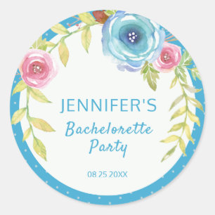 Zachte Roze Blauwe Boho Bloemige Meisjesuitje Ronde Sticker