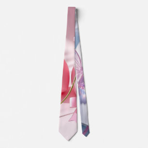 Zachte Roze Blauwe Pastel Bloemige Droomkunst Neck Stropdas