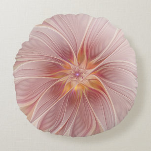 Zachte Roze Bloem Droom Abstracte Fractale Kunst B Rond Kussen