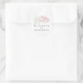 Zachte Roze Bloem Elegante Witte Huwelijk Ronde Sticker (Tas)