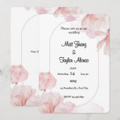 Zachte Roze Bloem Kader Uitnodiging (Voorkant / Achterkant)