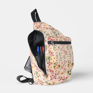 Zachte Roze Bloem Streep Patroon Sling Bag