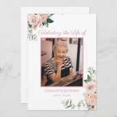 Zachte roze Bloemen Begrafenis Gedenkteken Orde va Programma (Voorkant / Achterkant)