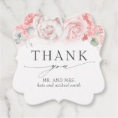 Zachte roze bloemen bruiloft dank u bedankjes labels (Voorkant)
