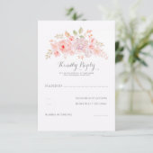 Zachte roze bloemen Elegante moderne bruiloft RSVP Kaartje (Staand voorkant)