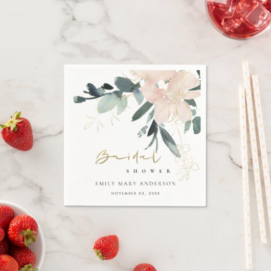 ZACHTE ROZE BLOEMENBOeket WATERVERF BRUIDSSUITEIT Servet (Insitu)