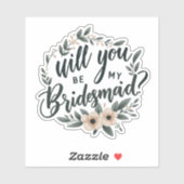 Zachte roze bloemenbruidsmeisje voorstel sticker (Vel)