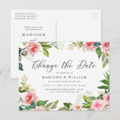 Zachte Roze Bloemige Andere Datum Aankondigingskaart (Voorkant / Achterkant)