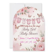 Zachte roze bloemige babyshoweruitnodiging voor me