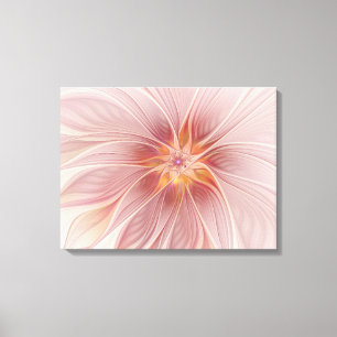 Zachte Roze Bloemige Droom Abstracte Fractale Kuns Canvas Afdruk