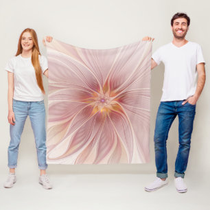 Zachte Roze Bloemige Droom Abstracte Fractale Kuns Fleece Deken
