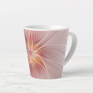 Zachte Roze Bloemige Droom Abstracte Fractale Kuns Latte Mok