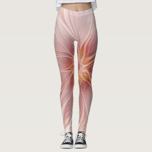 Zachte Roze Bloemige Droom Abstracte Fractale Kuns Leggings