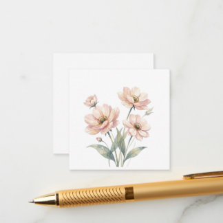 Zachte Roze Bloemige Watercolor Boeket Kunst Informatiekaartje