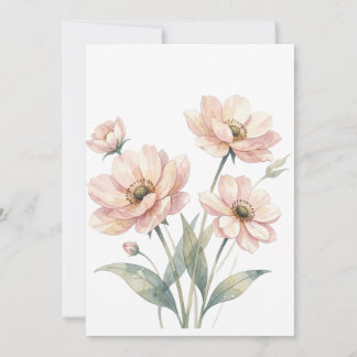 Zachte Roze Bloemige Watercolor Boeket Kunst Kaart