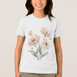 Zachte Roze Bloemige Watercolor Boeket Kunst Tri-Blend Shirt